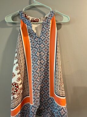 Forever 21 Orange and Blue Printed Halter Camisole